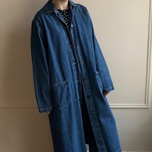 Vintage french denim duster chore coat